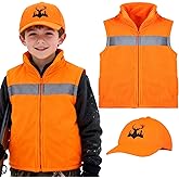 Haull 2 Pcs Kids Hunting Orange Fleece Vest and Hat Set Orange High Visibility Reflective Hunting Safety Vests