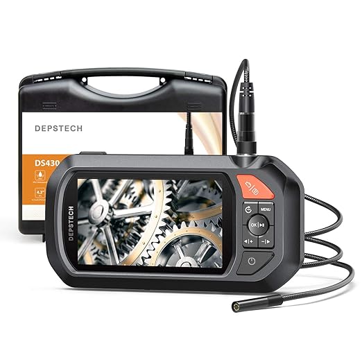 DEPSTECH Borescope, 2.0 MP 1200P HD Industrial Endoscope, 4.3in IPS