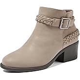 Luoika Women's Wide Width Ankle Boots - Black Brown Short Boots Block Low Heel Side Zipper Booties.