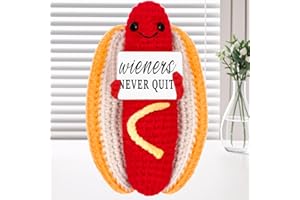 Funny Positive Hot Dog, Emotional Support Hot Dog, Cute Crochet Gift with Positive Card Cheer Up for Best Friend Coworker Bir