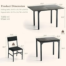 HUAHUU Dining Table Set for 4, Extendable Kitchen