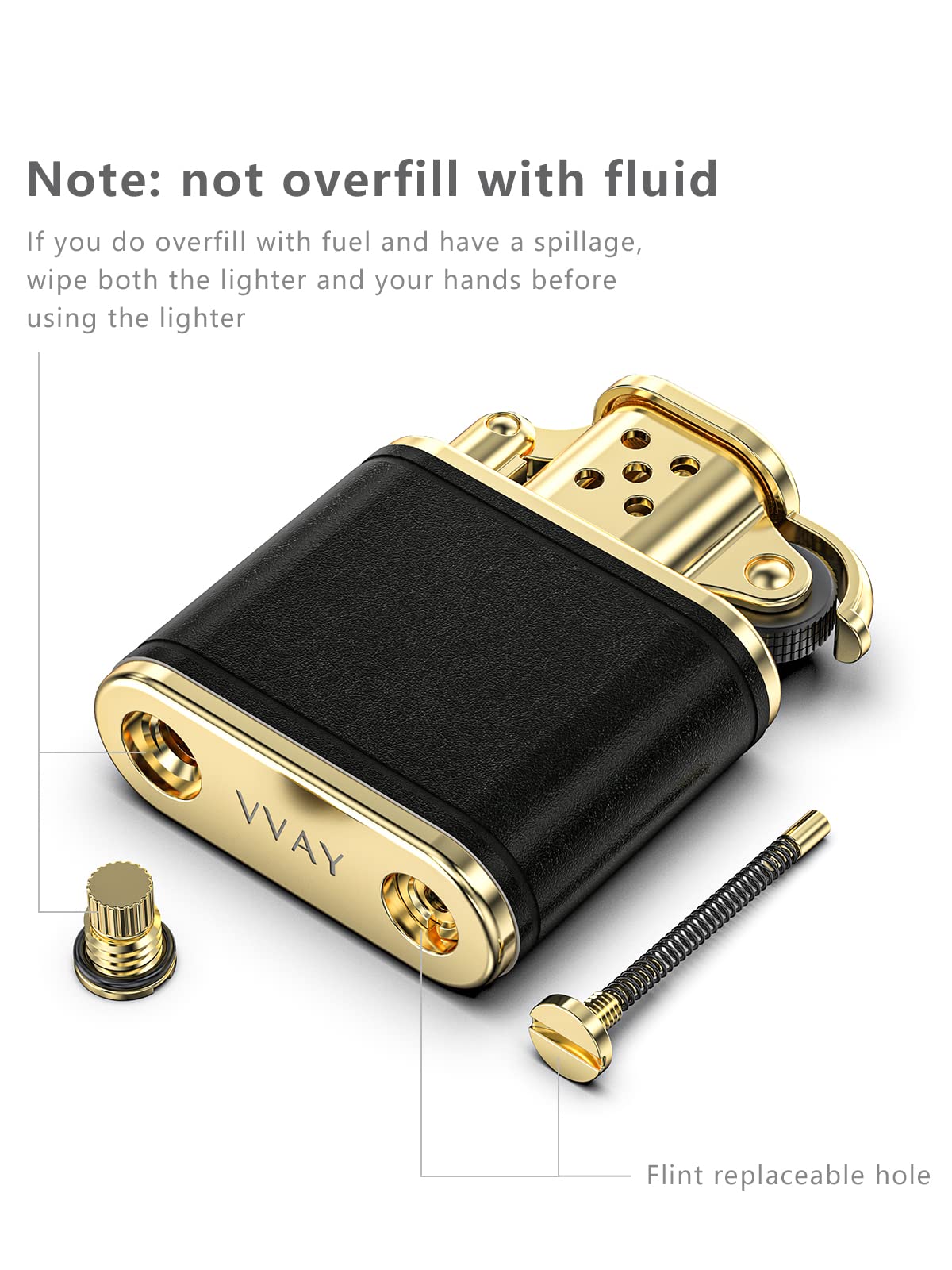 VVAY Vintage Petrol Lighter, Kerosene Retro Genuine Leather Lighter as a Gift Cool for Men (Sold Without Petrol)