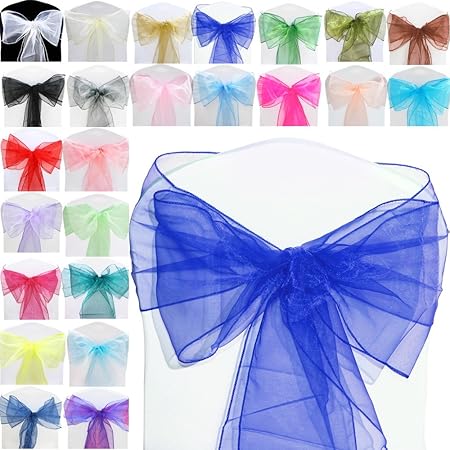 Tts Pack Of 100 Organza Sashes Chair Cover Bows Sash Wider Sash
