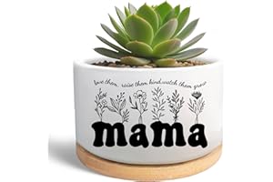 MBRUH Mama Gardening Gifts for Mom from Daughter Son, Ceramic Succulent Plant Pot, Flower Cactus Planter, Birthday Gifts for Mama Mom Mother Garden Decor (Plants Not Included)