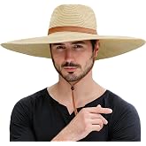 Wide Brim Straw Hat, Foldable Mens Cowboy Sun Hat, Shapeable Beach Safari Fishing Hat for Outdoors