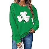 KZMFROY Women's St Patrick's Day Sweatshirt Lucky Charm Shamrock Irish Sweatshirt St. Patrick's Green Tops Retro Style Shirt