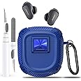 Olytop for New Bose QuietComfort Earbuds II (2022) / Ultra (2023) Case Cover with Lock Clip&Cleaner kit Pen, Rugged Shockproof Protective Hard Skin with Carabiner Men Women for Bose QC 2 - Blue