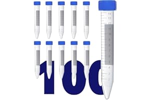 Kashi Scientific Conical Centrifuge Tubes 15mL, [100 Pack] Plastic Test Tube with Screw Caps, 15mL Sterile Test Tubes with Li