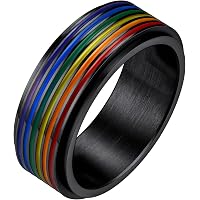 Nanafast Stainless Steel Bisexual Spinner Ring LGBT Pride Ring for