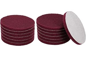 HARFINGTON 12pcs Scrubber Scouring Pads 400 Grits 5 Inch Drill Power Brush Hoop and Loop Surface Conditioning Disc Drill Scuf