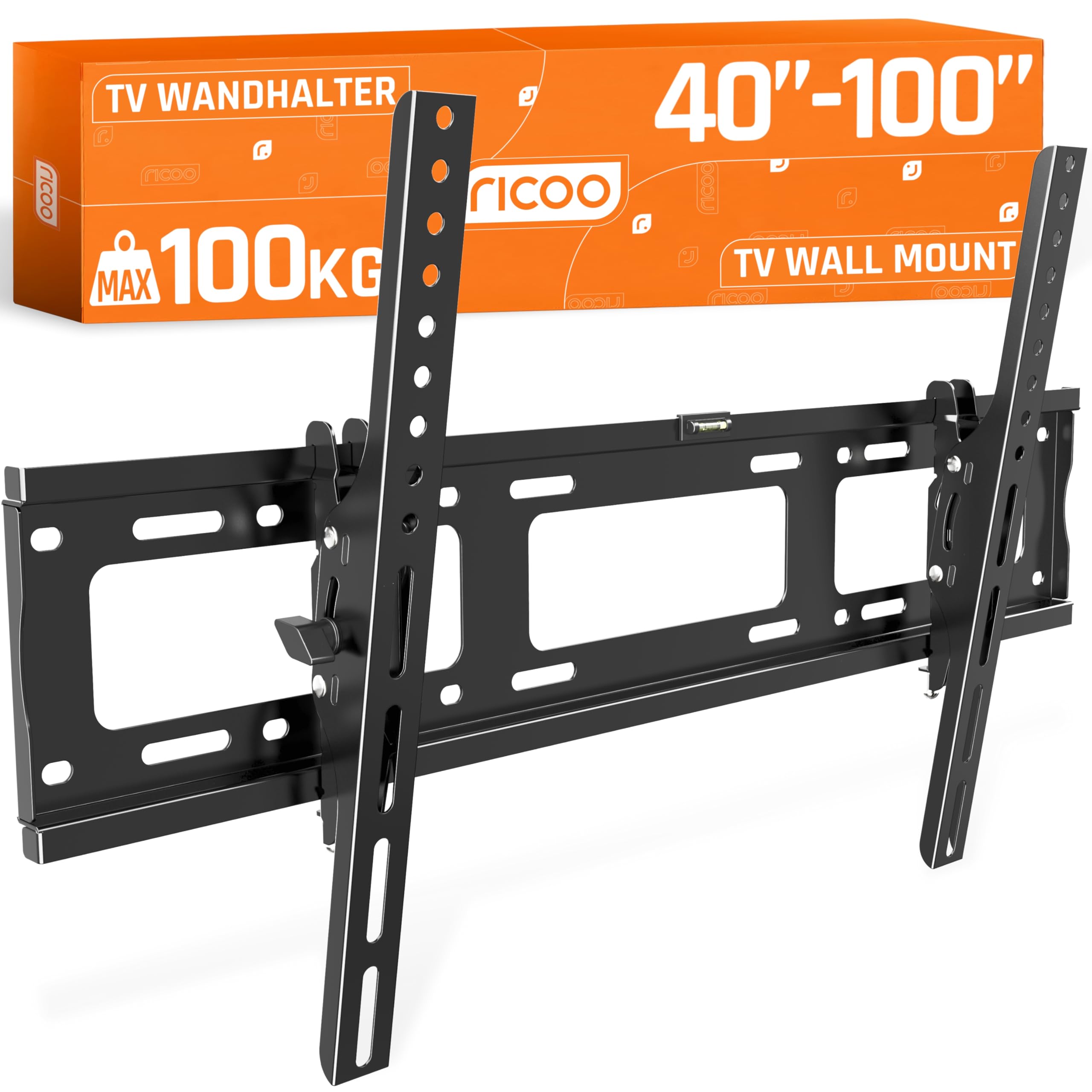 RICOO TV Wall Bracket Mount tilt and flat approx 37-80 Inch LED LCD OLED R07 Screens Universal for VESA 300x200-700x400 Black