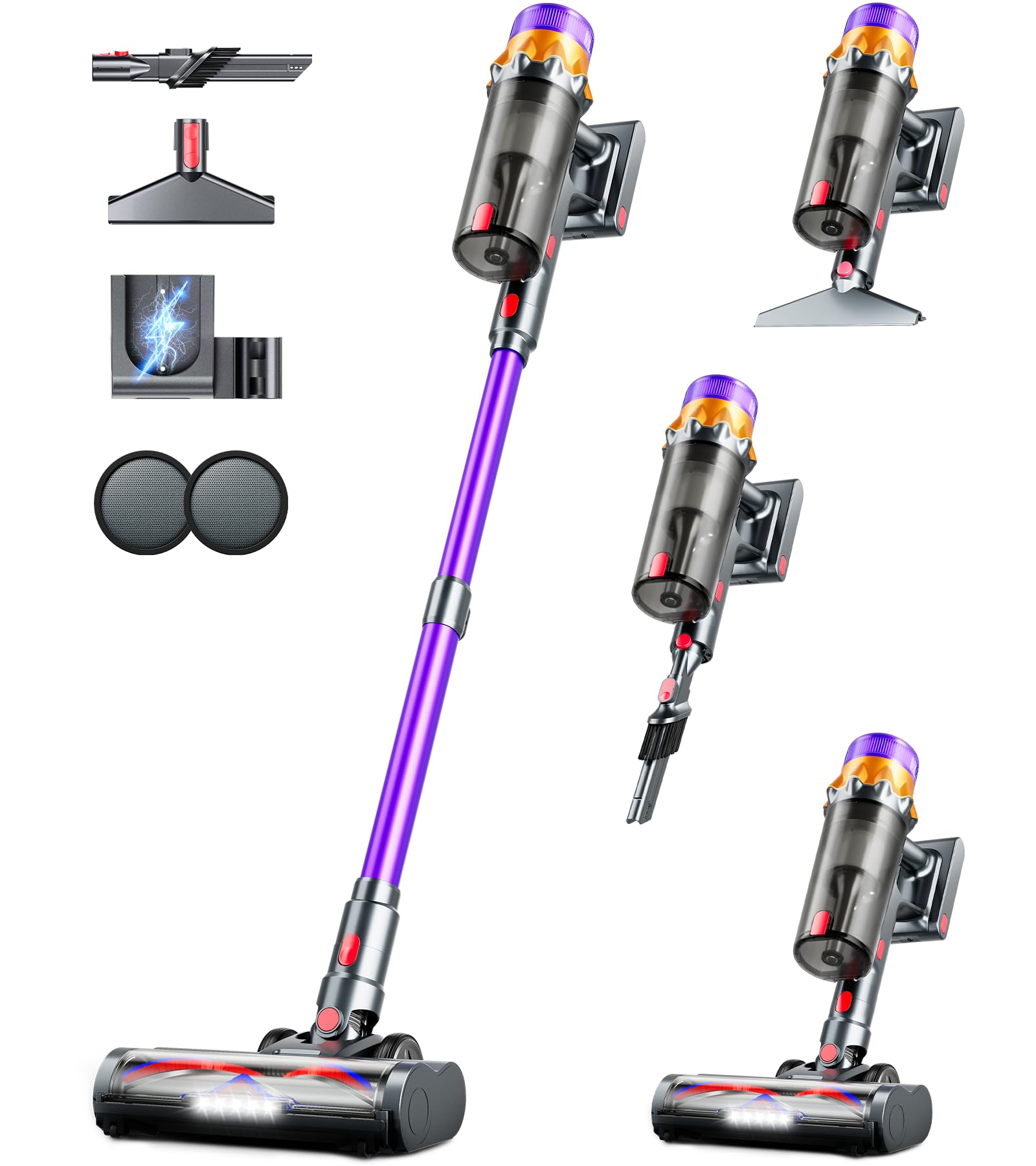 Photo 1 of Cordless Vacuum Cleaner, 50KPA 70Mins 500W Vacuum Cleaners for Home, Self-Standing Stick Vacuums with LED Display, Anti-Tangle, Lightweight, Rechargeable Wireless Vacumm for Pet Hair Carpet Floor