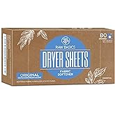 Dryer Sheets, 80 Bulk Loads - Laundry Fabric Softener Strips to Guard Against Static - Non Toxic for Sensitive Skin - Zero Waste and Plastic Free - Lightly Scented with Wrinkle Release Technology