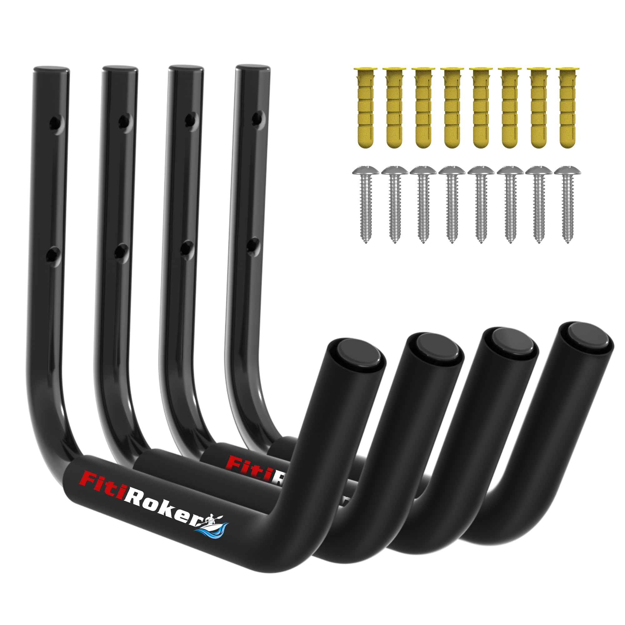 Photo 1 of *****3 PIECES*****FitiRoker Kayak Storage Rack – 100LB Wall Mounted Kayak Hook with EVA Padding | Kayak Wall Mount & Kayak Rack for Garage | Garage Storage Hooks for Canoes, Paddle Boards, Ladders, Bikes (Round Tube)