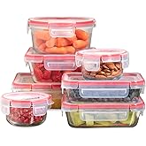 Pyrex Freshlock (7-Pack) Glass Food Storage Containers Set, (1, 2, 4 Cups) Airtight & Leakproof Locking Lids BPA-Free, Meal P