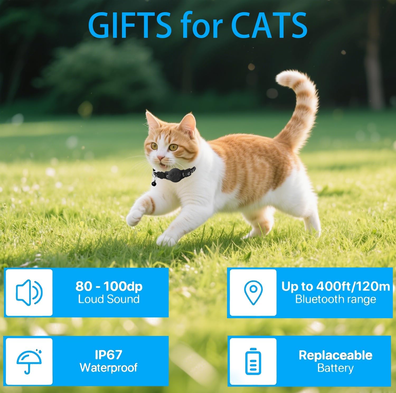 Pet Tracker,GPS Collar for Cats (Android Only) Smart tag,Waterproof Compatible with Google Find My,No Monthly Fee,Advanced Tracking Solution Smart Collar for Pet Safety Ideal Small Large Cats
