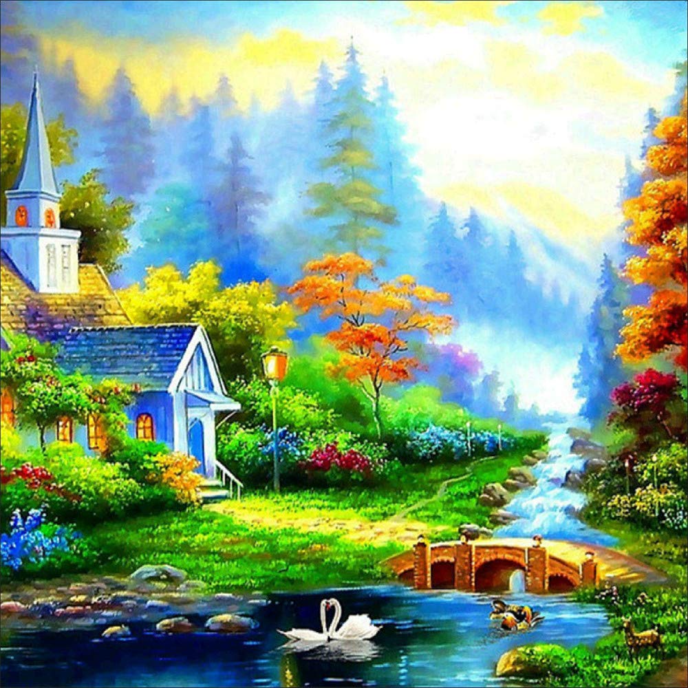 Rameng- Diamante Bordado Paisaje Belleza de Villa Diamond Painting ...