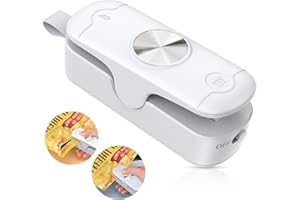 OEOP Bag Sealer, 2 in 1 Mini Bag Sealer Heat Seal and Cutter, Portable Chip Bag Sealer Heat Sealer Bag Resealer for Snacks Candies Plastic Bag Food Storage (Batteries Included)