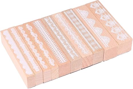 Amazon Co Jp Nuolux スタンプセット 木製 レース スタンプ 印章 印鑑 日記 お手紙 手帳 スケジュール 10個 ホビー