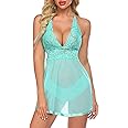 Avidlove Women Lingerie Lace Babydoll Strap Chemise Halter Teddy V Neck Mesh Nightgown