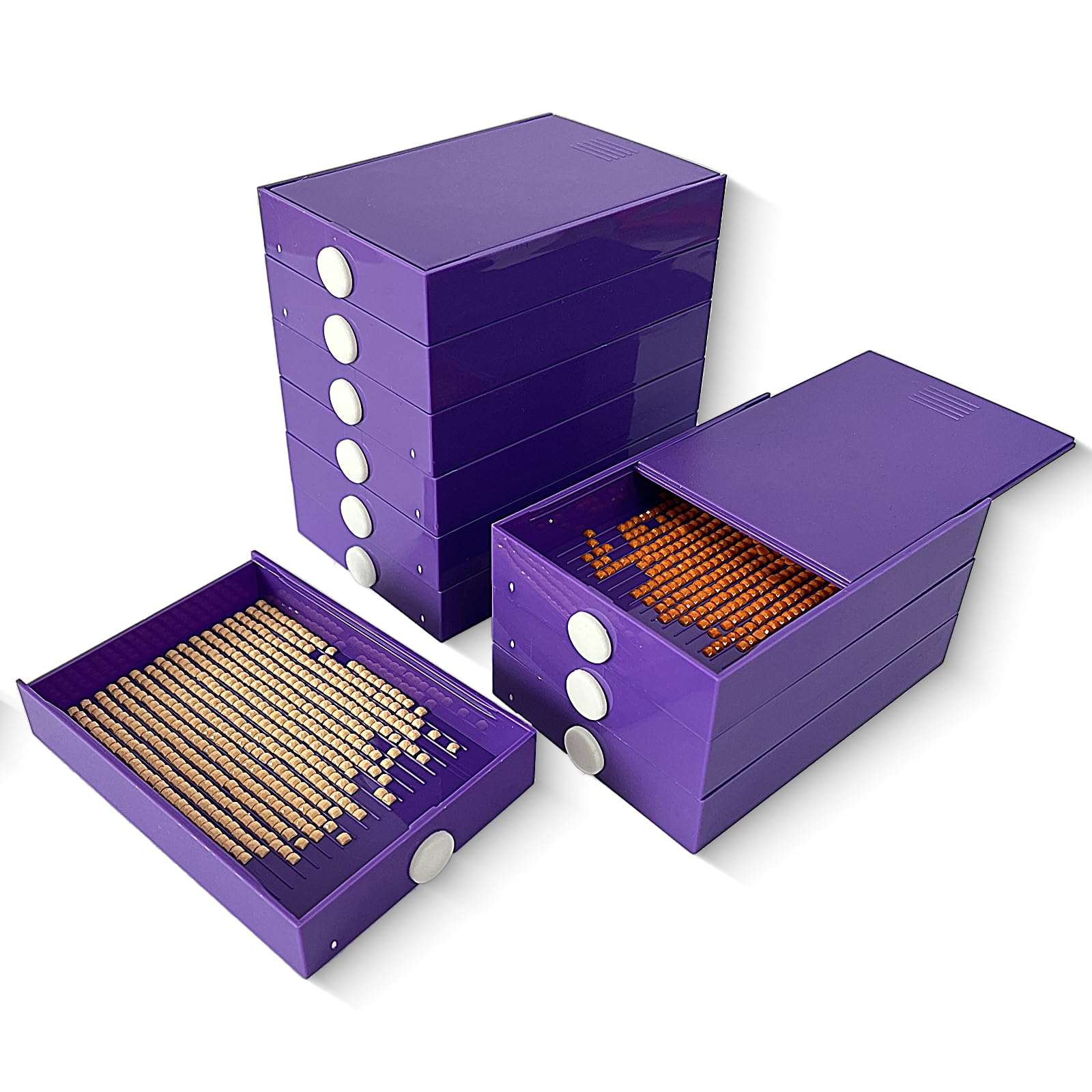 Photo 1 of 10 Pack Diamond Painting Trays with Lids, 2-in-1 Diamond Art Storage and Diamond Art Trays, Bead Storage & Line-Up, Diamond Painting Accessories and Tools