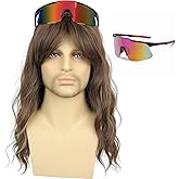 Deifor Mens Long Wavy Blonde Wig Natural Looking Synthetic Hair Wigs and Glasses for Costume Halloween Party
