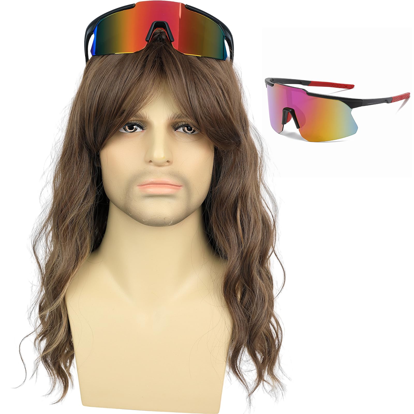 Photo 1 of Deifor Mens Long Wavy Blonde Wig Natural Looking Synthetic Hair Wigs and Glasses for Costume Halloween Party