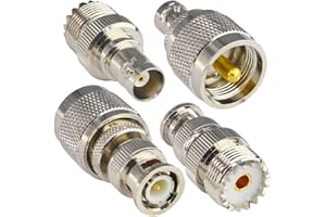 onelinkmore BNC to UHF 4 Type RF Connector Kit Coaxial BNC Male Female to PL259 SO239 RF BNC UHF Radios Adapter Kit for Antennas Wireless LAN Devices Wi-Fi CB Radios External Antenna