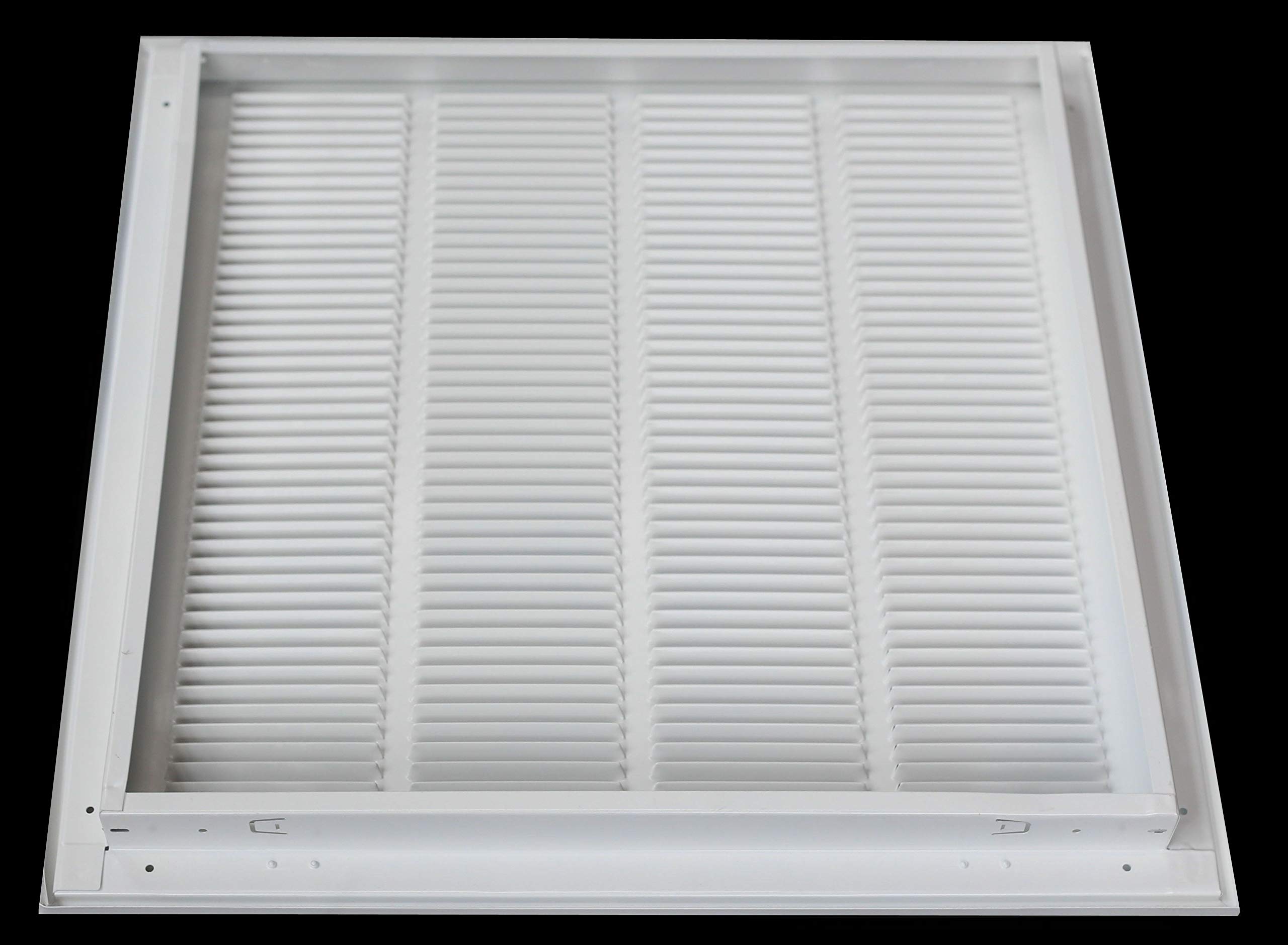 22" X 22" Steel Return Air Filter Grille for 1" Filter - Fixed Hinged - Ceiling Recommended - HVAC Duct Cover - Flat" Stamped Face - White [Outer Dimensions: 24.5 X 23.75]