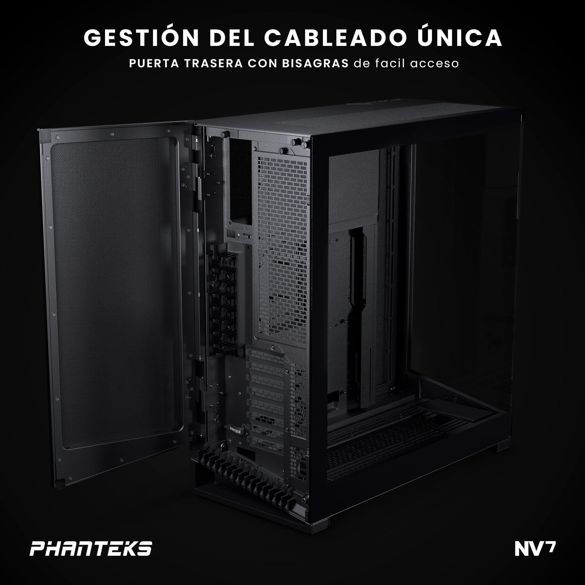 Phanteks (PH-NV723TG_DBK01) NV7 Showcase Full-Tower Chassis, High Airflow Performance, Integrated D/A-RGB Lighting, Seamless Tempered Glass Design, 12 Fan Positions, Black