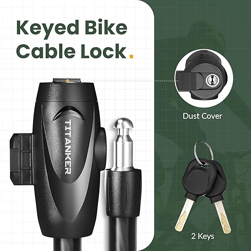 Titanker Bike Lock, Bike Lock Cable Feet Coiled Secure Bicycle Locks with  Keys Scooter Locks Bicycle Locker