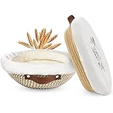 Nikkar Banneton Bread Proofing Basket Set of 2, 9 10 11Inch Round Oval Cotton Rope Sourdough Bread Baking Supplies Proofing B