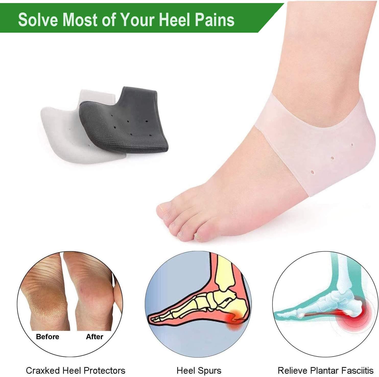 Breathable Heel Cups, Plantar Fasciitis Inserts, Heel Pads Cushion Great for Heel Pain, Heal Dry Cracked Heels, Achilles Tendinitis, for Men & Women: Health & Personal Care