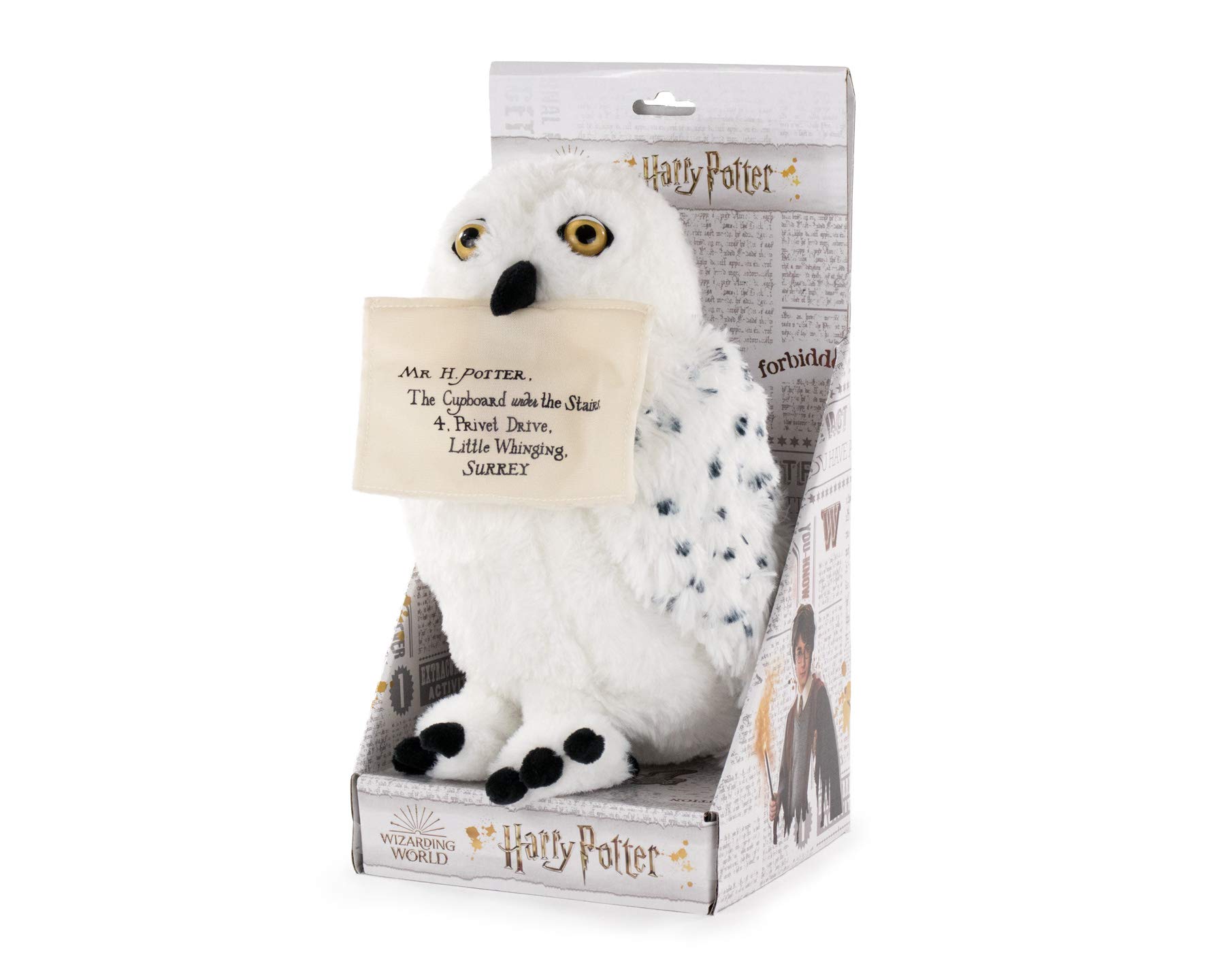 Play by Play Harry Potter - Hedwig White Owl Plush with Magnetic Envelope and Display 9'45"/24cm