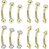 Vsnnsns Rook Daith Piercing Jewelry 16G Stainless Surgical Steel Curved Barbell Eyebrow Rings Vertical Labret Lip Piercing Jewelry Rook Daith Earrings for Women Men 6MM 8MM 10MM Hypoallergenic