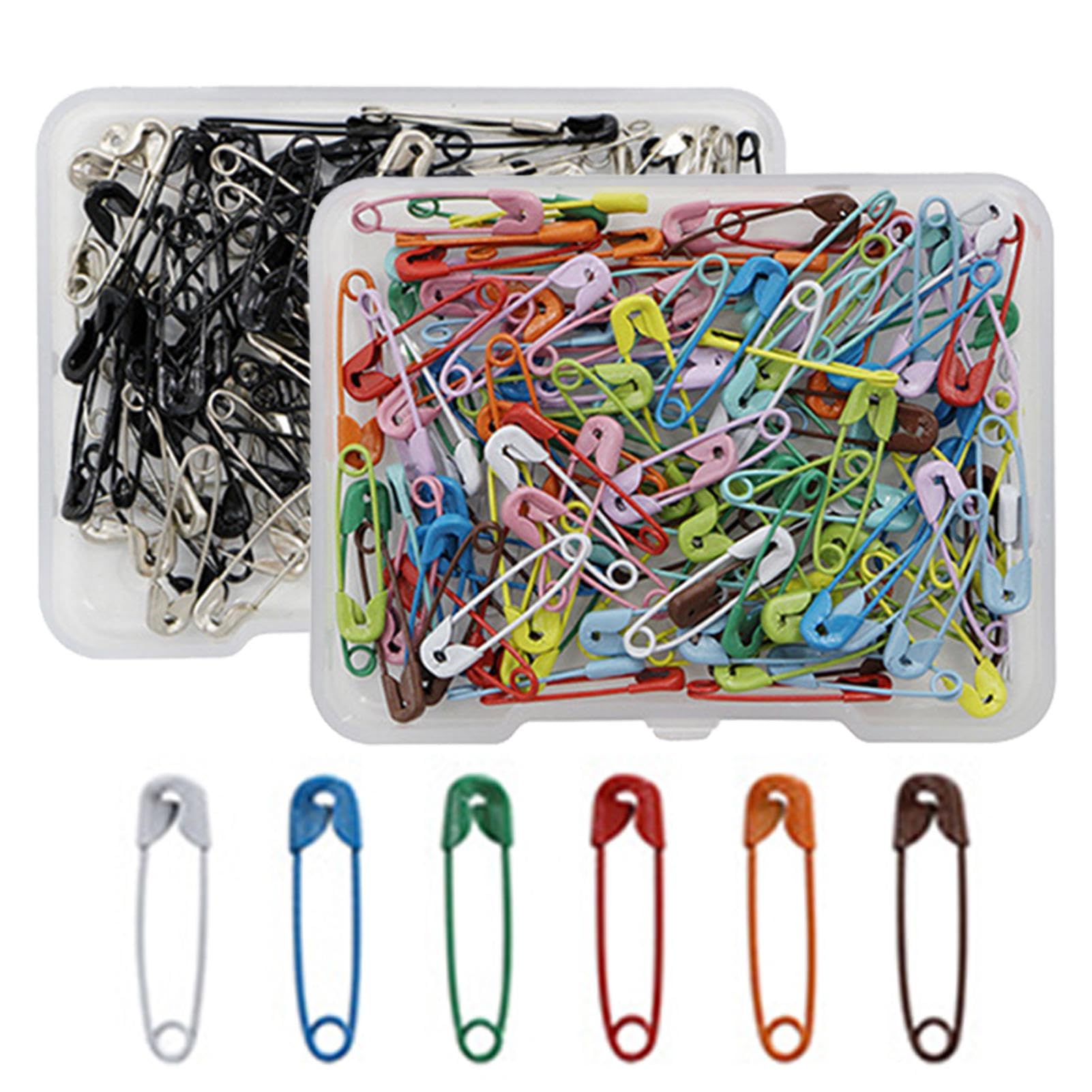 Hahhhha 240pcs Safety Pins with Storage Box, 19mm Assorted Safety Pins Colorful Safety Pins Clothing Safety Pin Set, Premium Safety Pins for Art Craft, Sewing, Jewelry DIY, Dressmaking(Colorful)