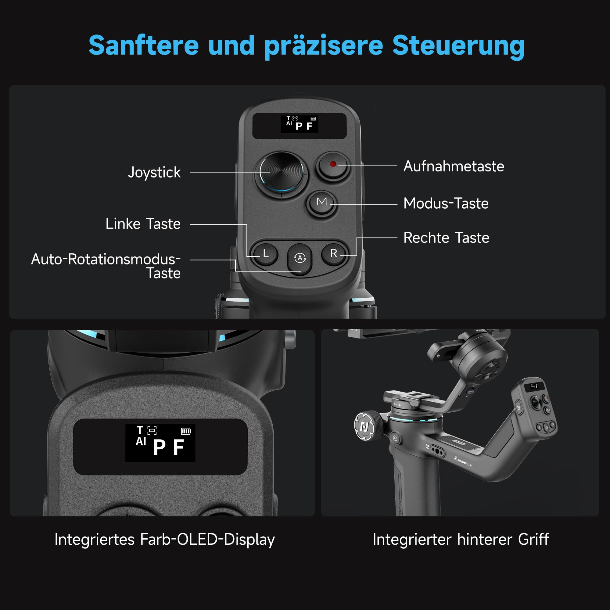 FeiyuTech [Offizielle] SCORP-C2 Kamera Gimbal mit KI-Tracking 4.0, Leichter Stabilisator, 3,5 kg Traglast, 14h Akku, Gesichtstracking, Vertikale Aufnahmen, Perfekt für Vlog, YouTube & Familienfeiern 6