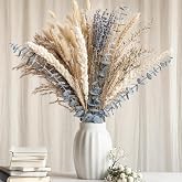 Boho Dried Flower Bouquet &ndash; Pampas Grass Bouquet with Lavender, Eucalyptus, Wheat &amp; Bunny Tail &ndash; Rustic Dried Floral Arrangement for Olive Green Decor, Farmhouse Flowers, and Wedding Centerpieces