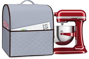 YARWO 2026 Upgraded Stand Mixer Cover Compatible with Kitchenaid 5.5/6/7 Quart Bowl-Lift, Mixer Dust Cover with Aluminum Lining and Top Handle for Kitchen Accessories and Attachments, Gray