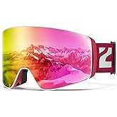 ZIONOR Ski Goggles, X12 100% OTG Snow Goggles Detachable Lens for Men Women Adult