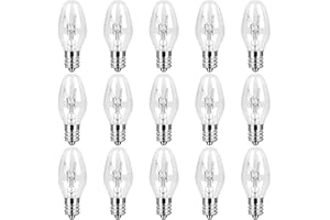COLWATT 15-Pack Salt Lamp Bulbs, 15 Watt Light Bulb for Plug-in Scentsy Wax Melt Warmer, 120V C7 Small Night Light Bulbs, 2200K Warm White, Ideal for Himalayan Salt Lamp Baskets, Dimmable