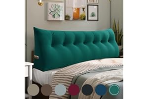 WOWMAX Large Bolster Triangular Headboard Backrest Positioning Support Back Pillow for Sitting in Bed Wedge Pillow Headboard for Day Bed Bunk Bed Removable Cover, Gifts for Mom King Velvet Cyan