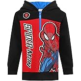 Marvel Spider-Man Boys Half Zip Up Long Sleeve Hooded Sweatshirt for Toddlers and Big Kids