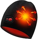 Heated Hats for Men Women, Rechargeable Heating Thermal Beanies, Electric Battery Warm Winter Heated Cap for Skiing Camping