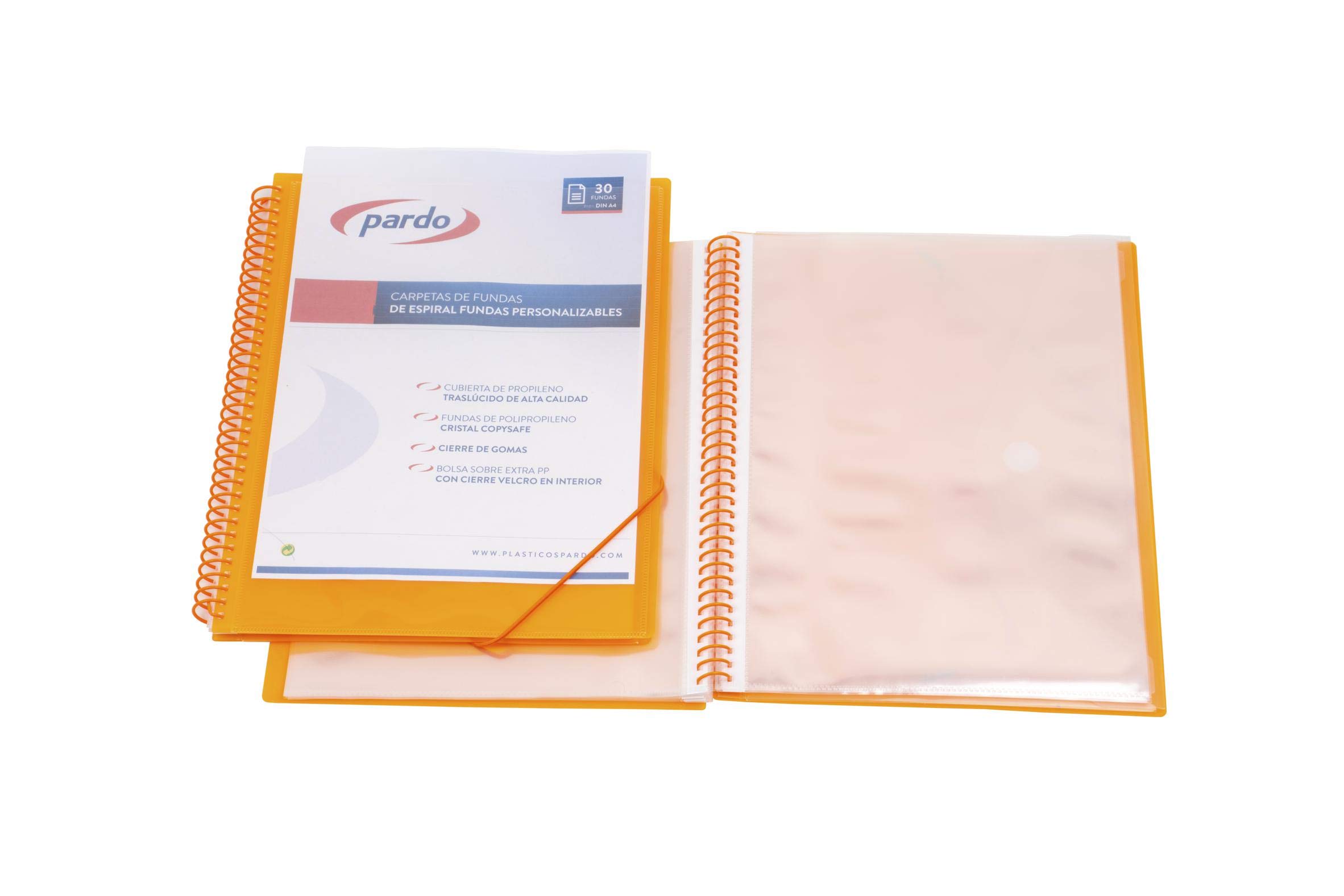 Pardo 842009 – Folder 20 Spiral Covers with PP Rubbers, Orange