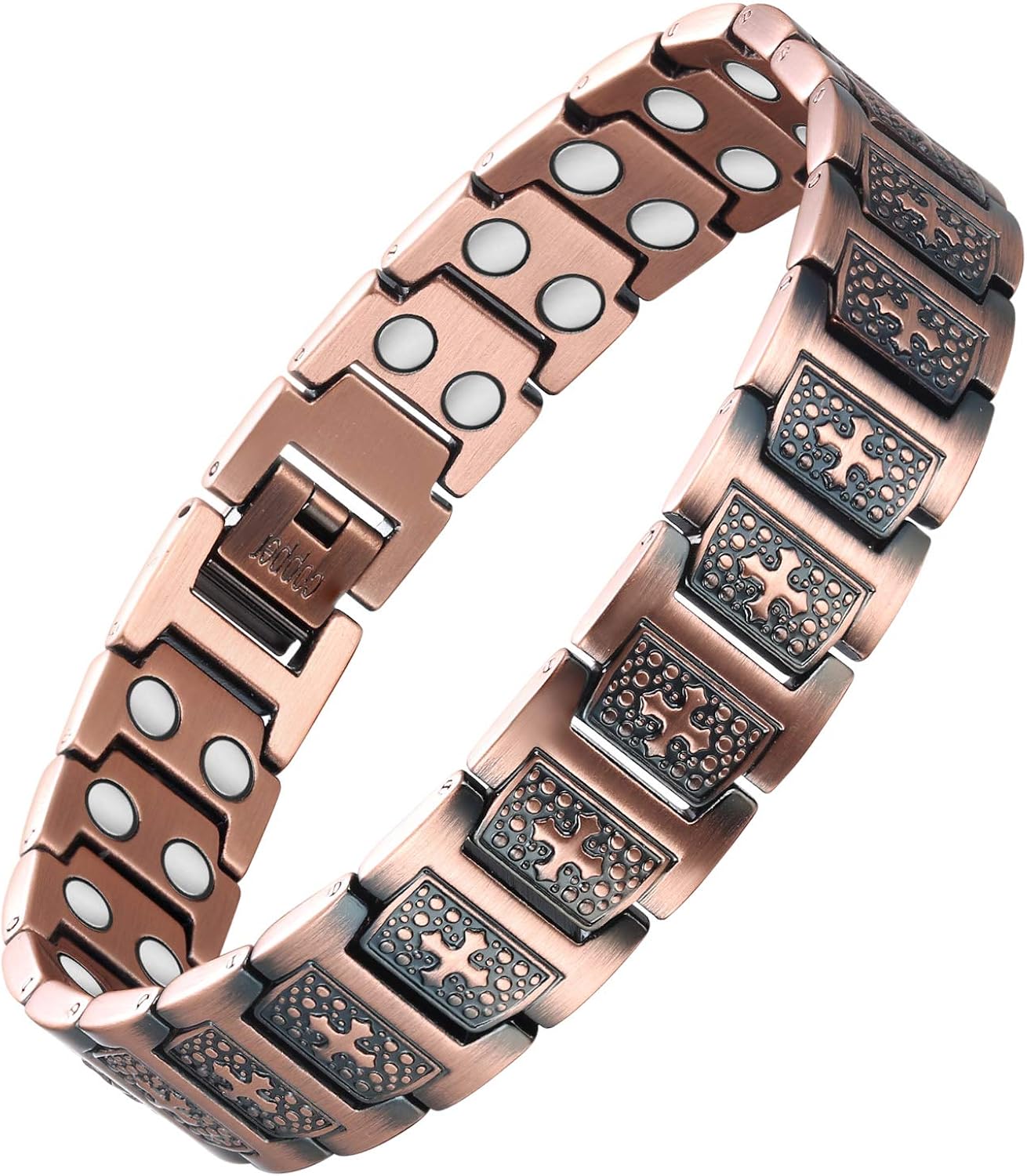 Wincone Magnetic Copper Bracelet for Men Cross 99.99% Pure Copper Double Row Magnetic Bracelets Pain Relief for Arthritis and Carpal Tunnel Syndrome, Confirmation Gifts: Clothing