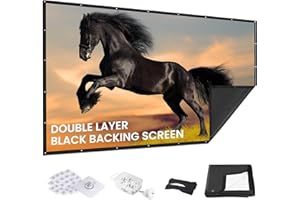 120 inch Projector Screen Upgraded- Black Backing, Straight Edges, Foldable, Washable and Wrinkle-Free - for Indoor Home Thea