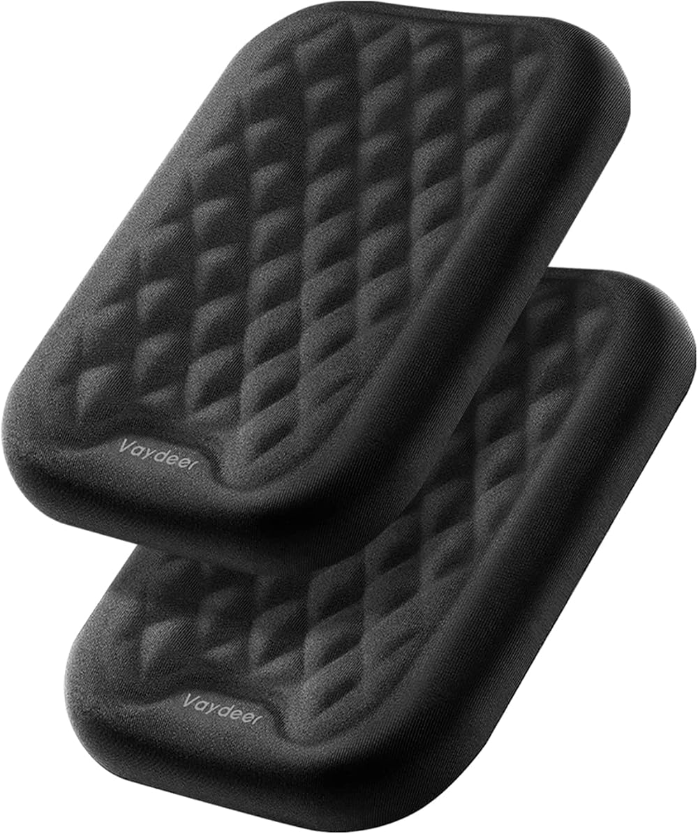 VAYDEER Ergonomic Wrist Rest Pad 2-Pack 6.3x4.3x0.76in Black