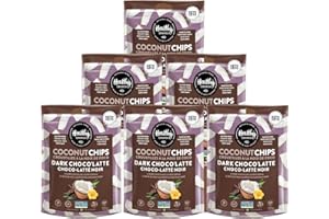 Healthy Crunch Coconut Chips Dark Choco'Latte - 6 Units x 100g - Allergen-Free, Gluten-Free, Tree Nut-Free & Peanut-Free - Id