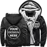 ABOUTCOUTY Custom Mens Hoodies Zip Up Sherpa Lined Fleece Heavyweight Sweatshirt Winter Warm Jacket Add Your Logo Text